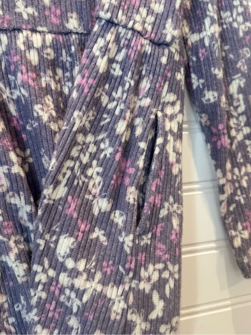 Rumi + Ryder Girls Floral Ribbed SOFT Knit Dress Purple Gray Size XS 4-5 - Picture 3 of 7